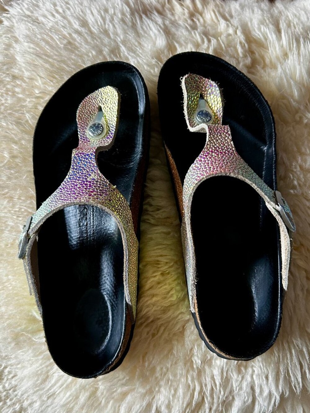 Birkenstock Gizeh Ombre Pearl Silver - Dragon Scale Iridescent Holo 🌈 - 39